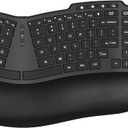 Ergonomic Wireless Keyboard Mouse, Wave Key Bluetooth/2.4G Split Design Ergo Keyboard Mouse Combo with Cushioned Palm Rest, Multi-Device, Rechargeable, for Multi-OS, Windows/Mac/Android