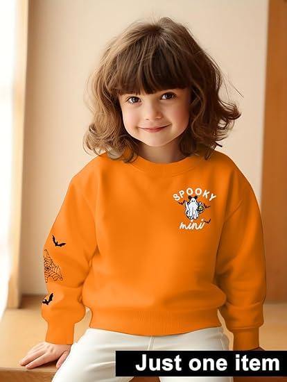 Halloween Mama and Mini Matching Outfits - Spooky Graphic Crewneck Pullover Sweatshirt Halloween Mom Gift Baby Clothes (Small, Beige)