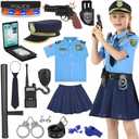 Loscola Police Costume for Girls, Police Officer Costume for Kids, Halloween Cop Costumes for Kids Girl Toddler 3-12