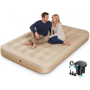 Queen Air Mattress with Fast Inflation Pump, Air Mattress - Leak-Free & Odorless Inflatable Bed for Travel and Guests, Supports up to 650 lbs - Ideal for Camping and Home, 8" Height