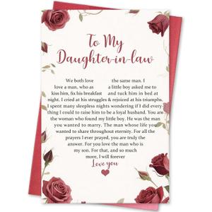 Heartfelt Love Card for Daughter In Law, Wedding Day Gift from Mother In Law, Thank You Card To My Daughter In Law