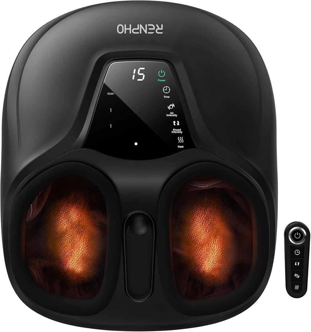 RENPHO Foot Massager with Heat, Gifts for Women, Shiatsu Heated Foot Massager Machine with Remote for Neuropathy & Plantar Fasciitis, Fits Men Size Up to 12