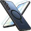 OWKEY for Samsung Galaxy S25 FE Case 6.7'', Magnetic Galaxy S25 FE Case for Magsafe with Tempered Screen Protector [Shockproof Military] Translucent Matte Bumper Phone Cover Samsung S25 FE 5G, Black