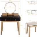 Vanity Set with LED Lighted Mirror Round Mirror & Soft Cushioned Stool 4 Drawers