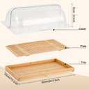 Cookie Serving Tray with Lid Dessert Case Display with Bamboo Tray & Roll Top Food Clear Cover, 20.5x13x6in Rectangle Cake Stand for Bakery, Bread Shop, Kitchen, Birthday, Wedding, Buffet