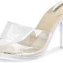 NBUUNBU Silver Clear Heels For Women Dress Shoes Transparent Strap Sexy Stilletos Heels Open Toe High Silver Heeled Sandals Pump Mules, Size 8