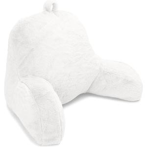 Sherry Kline Adult Fur Backrest Pillow, Back Rest Pillow with Arms, Back Support Pillow, Easily Removable & Machine Washable (Ivory) (33 x 18)