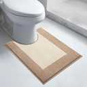 anllugs Bathroom Rugs U-Shaped 20" x 24", Non-Slip Extra Soft Absorbent Bath Rugs, Machine Washable Quick Dry Bath Mats for Toilet Base, Beige & Grayish Brown