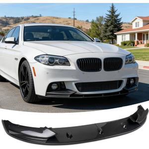 Front Bumper Lip Splitter Spoiler Fit for BMW 5 Series 528i/ 535i/ 535d/ 550i/ F10 M Sport 2011-2016 (M Sport Model Only), Carbon Fiber Style 4pcs Air Chin Body Kit Exterior Accessories