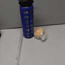 MUKOKO 32oz Glass Water Bottles with 2 Lids-Handle Spout Lid&Bamboo Straw Lid, Motivational Water Tumbler with Time Marker Reminder and Silicone Sleeve, Leakproof-Blue-1 Pack