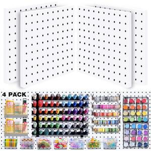 4Pcs Peg board, Pegboard Wall Organizer Panels, Wall Mount Display Small Pegboard Kits, Pegboard, Peg Boards for Wall Craft Room, for Kitchen, Garage, Workshop, Tool Accessories - White Pegboard