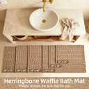 Sunfly Bathroom Runner Rug,Boho Herringbone Waffle Bath Mat Non-Slip Washable Super Absorbent Quick Dry, Farmhouse Bath Mat for Bathroom Floor Decor 24"x72" Khaki