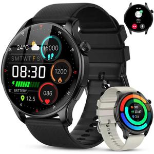 Smart Watch for Men Women Fitness: Waterproof Make Answer Call Digital Mens Watches Running Pedometer Step Tracker Smartwatch Android Phone iPhone Samsung Compatible Sleep SpO2 Heart Rate Monitor (Black)