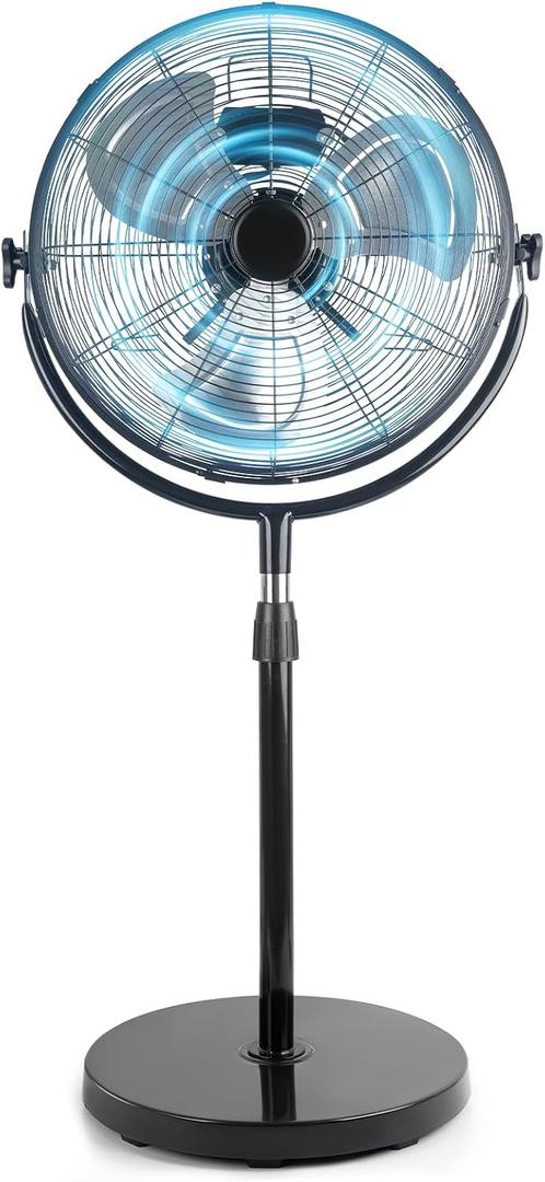 18 Inch High Velocity Pedestal Fan, Heavy Duty Industrial Standing Fan with 3-Speed & Adjustable Height (47.1"-55.1"), Metal Fan for Bedroom, Patio, Workshop & Indoor Air Circulation, Large