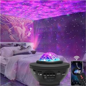 easeking Star Projector Galaxy Light Projector with Bluetooth Speaker, Multiple Colors Dynamic Projections Star Night Light Projector for Kids Adults Bedroom, Space Lights for Bedroom Decor Aesthetic, Black