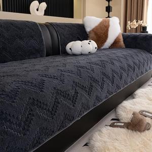 MDSASFD Sherpa Couch Cover V-Wavy Sofa Cover for Sectional Sofa, Fleece Couch Covers Washable for Dogs, Sofa Slipcovers Non Slip Protector for L Shaped(Dark Grey, 36"x 83")