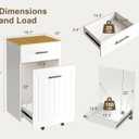 ZIFTY Pull Out Trash Can Cabinet for 13 Gallon Bin, Laundry Hamper, White | Pet Proof, Freestanding Kitchen Cabinet, Hideaway Drawer, Wooden Garbage Recycling, Modern Farmhouse Waste Bin Furniture