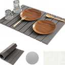 Large Stone Drying Mat for Kitchen Counter, 24"16", Foldable Super Absorbent Stone Dish Drying Mat for Tableware, Bottles and Cups, Non Slip Diatomaceous drying matt kitchen counter (Dark Gray)