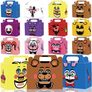  24Pack Five Nights at Freddy Party Gift Boxes - Five Nights at Freddy Party Favor Supplies Candy Treat Gift Boxes with Handles for Birthday Party Decorate 