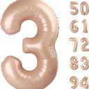 Light Brown 3 Balloon, Tan Number Balloons 40 Inch, Beige 3rd Birthday Decorations for Kids Girls Boys, Men Women Sandy Brown Party Supplies for Party Decorations, Khaki Number 3 Balloon
