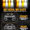 HLauto 2002L Emergency Dash Strobe Lights: Amber White Safety Lights, Flashing Warning Hazard Windshield Visor Traffic Light Bars for Trucks, Construction Vehicles (2x8.5 inch, 48LED)