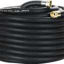 Guitrees 100FT 5/8 Heavy Duty Rubber Garden Hose - 300psi Working, 1000psi Burst - Hot/Cold Water - Five-Layered Braiding for Durability - Versatile for Gardening, Agriculture, Construction(Black)