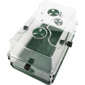 Medium Seed and Herb Domed Propagator with Vented Side Height Extension and Security Clip Set,Green