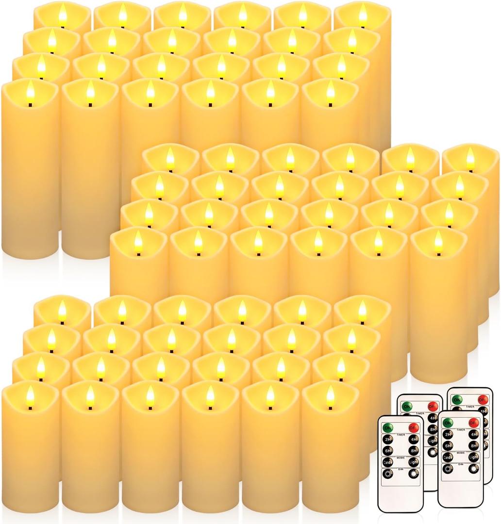 72 Pack Ivory Flameless LED Simulation Candle with Remote Control