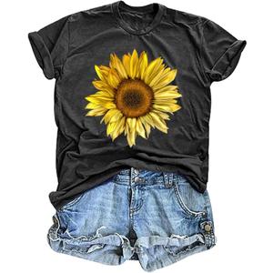 LAZYCHILD Womens Graphic Tees Sunflower Shirts Vintage Flower Graphic Tees Shirts Inspirational Tees Casual Faith Shirt Tops (X-Large, Grey-2)