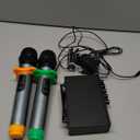 FIFINE UHF Dual Channel Wireless Handheld Microphone, Easy-to-use Karaoke Wireless Microphone System-K036, Black/Grey