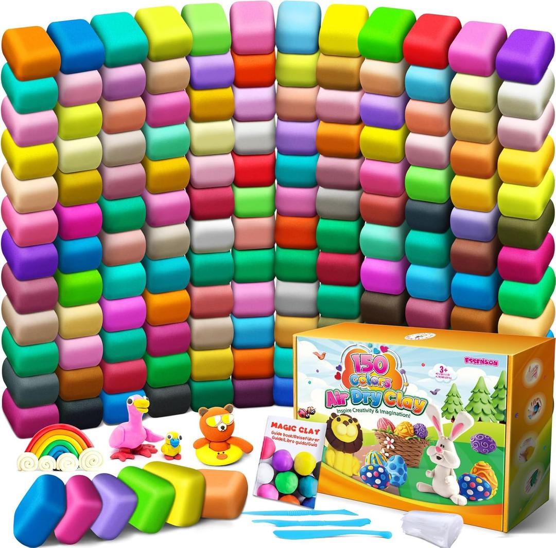ESSENSON Air Dry Clay 150 Colors, Modeling Clay for Kids, DIY Molding Magic Clay for with Tools, Toys Gifts for Age 3 4 5 6 7 8+ Years Old Boys Girls Kids