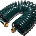 Lightweight EVA Recoil Garden Hose: Retractable Coil Water Hoses with 3/4" GHT Solid Brass Fittings - Corrosion Resistant for Outdoor Lawn Boat (50FT, Green)