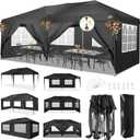 COBIZI Canopy 10x20 Pop Up Canopy with 6 Sidewalls,Waterproof Canopy Outdoor Event Shelter UPF 50+ Gazebo Portable Tents for Parties Beach Camping Wedding Commercial Instant Canopy (Black)