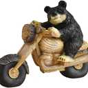 Black Bear Dcor Motorcycle Biker Figurine, Unique Design of Black Bear Decor (Right)