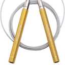 Goothdurs Speed Jump Rope Tangle-Free with Ball Bearing - Adjustable & Self-Locking Aluminum Skipping Ropes with Carrying Pouch Ideal for Crossfit Training, Boxing, and MMA Workouts (8.85 ft(for Height&lt;5'9"), A4-Gold)