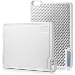 KITEXPERT Stainless Steel Cutting Boards for Kitchen, Double Sided Metal Cutting Board with 360° Stand Garlic Presser Knife Sharper, Large Cutting Board 304 Steel and PP 16.5"×12", Easy to Clean