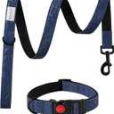 Soft Leather 4ft Dog Collar and Leash Set,Stylish 4ft PU Leather Dog Training Leash, Adjustable Durable Pet Collars with Quick Release Buckle for Large Dogs,Medium Dogs,Terracotta (Blue, 4 feet)