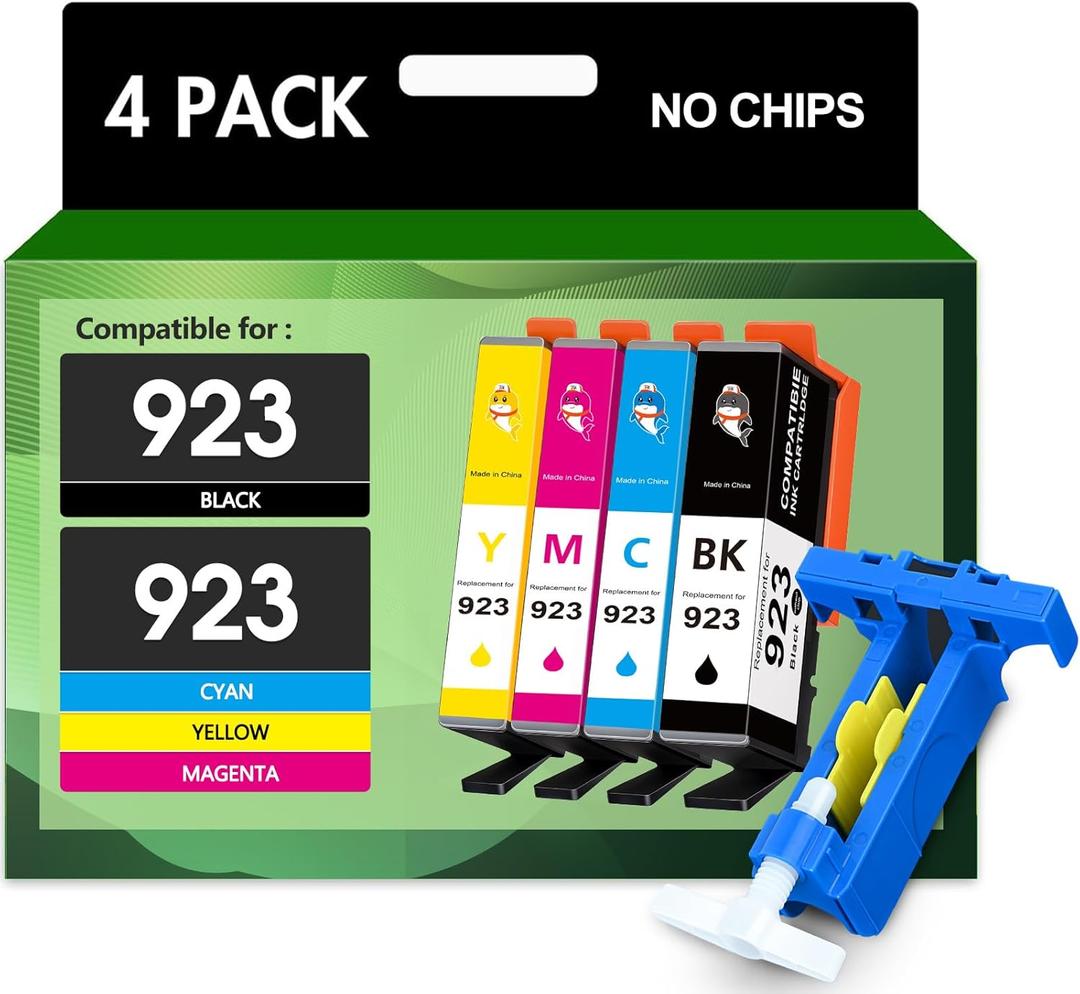 Starink Compatible 923 Ink Cartridges Combo Pack Without Chip Replacement for HP 923 Ink Cartridges for HP Printers Use with OfficeJet Pro 8130e 8135e 8138e 8139e 8120e Printer Ink