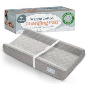 Contoured Baby Changing Pad Waterproof & Breathable Diaper Changing Pad | Removable Washable Cover, Non-Slip Base & Safety Strap | Standard Size for Dresser & Changing Table Pads