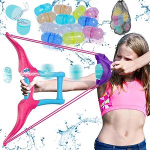 Water Balloon Launcher Slingshot with 12 Reusable Water Balloons, 1 Storage Bag, Water Balloons Quick Fill for Kids Girls Teens Adults, Summer Gift Toys Games for Outdoor Fun, Pink