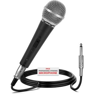 Pyle Professional Dynamic Vocal Microphone - Moving Coil Dynamic Cardioid Unidirectional Handheld Microphone with ON/OFF Switch Includes 15ft XLR Audio Cable to 1/4'' Audio Connection - PDMIC59