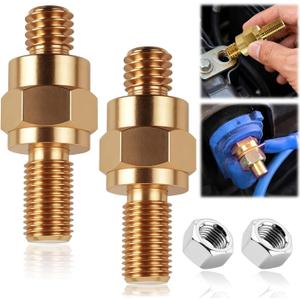 Side Post Battery Terminal Bolt 2 Set 3/8"-16&3/8"-24 Brass Standard Battery Side Post Long Stud Side Post to Top Post Battery Adapter Bolt Compatible with GM Post