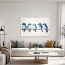 Birds Canvas Wall Art Flock of Blue Birds Stood on Branch Pictures Wild Animal Painting Vintage Prints Minimalism Artwork for Living Room Home Decor Framed(Birds-12,16.00x24.00 inch)