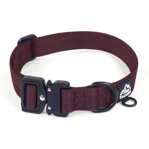 Heavy Duty Dog Collars for Medium and Large Dogs - Adjustable, Chew Proof Nylon Collar with Metal Quick Release Buckle and D-Ring for Dog Tags (Burgundy, XL)