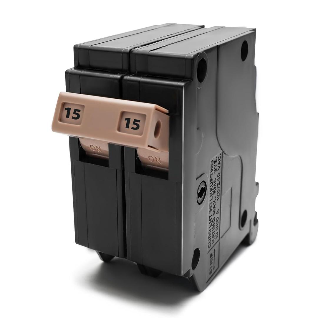 CH215 2-Pole 15-Amp Circuit Breaker Type CH 3/4-Inch Plug-On Molded Case Circuit Breaker Thermal Magnetic Protection 10 KAIC 120/240V Fit Cutler Hammer Load Centers, Black
