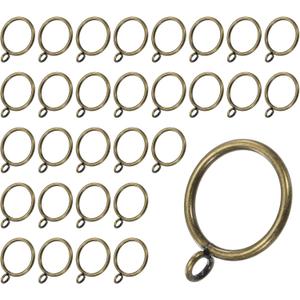 30-Pack Green Bronze Curtain Rings with Eyelet, Rustproof Metal Rings for Curtain Rods, 1.25 Inch Interior Diameter Drapery Rings for Curtain for Hanging Drapes/Hats/Towels