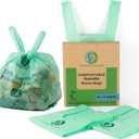GREENER WALKER 100% Compostable Trash Bags with Tie Handles, 1.6 Gallon-150Bags, Food Scrap Kitchen Waste Bags with EN13432 Certified