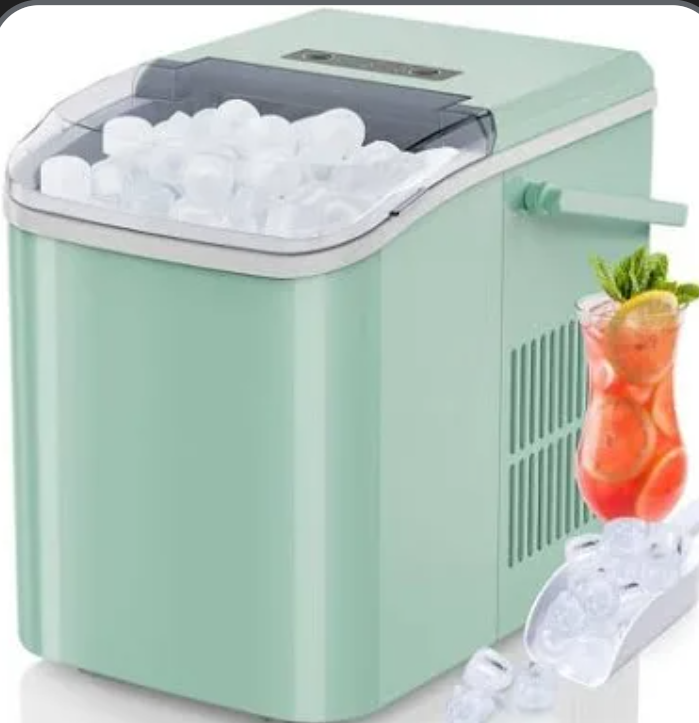 Countertop Ice Maker Machine with Handle, 26lbs in 24Hrs, 9 Ice Cubes Ready in 6 Mins, Auto-Cleaning Portable Ice Maker with Basket and Scoop, for Home/Kitchen/Camping/RV.