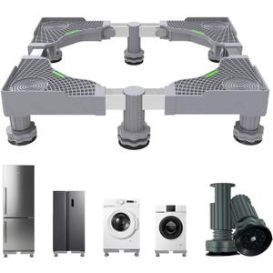 EclatBain Mini Fridge Stand With 6 Strong Feet Universal Washer and Dryer Pedestals 16.5"-26.7" Adjustable Appliance for Fridge Stand,Washing Machine Stand, Dryer Stand, Laundry Pedestal (GRAY)