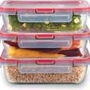 Pyrex Freshlock (3-Pack, 6 Cup) Glass Food Storage Containers Set, Airtight & Leakproof Plastic Locking Lids BPA-Free, Meal Prep Containers Set, Freezer Dishwasher Microwave Safe